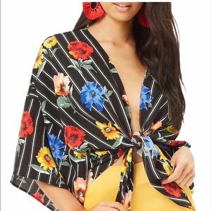 Floral Striped Kimono